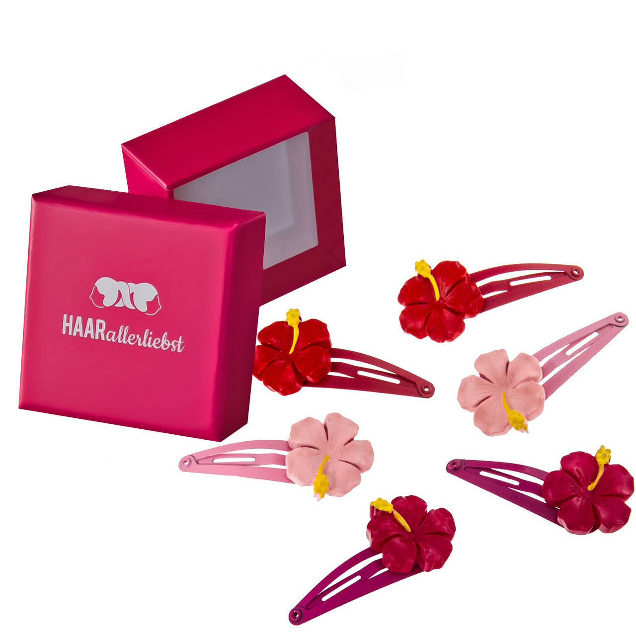 Haarspangen Set Orchideen (rosa rot | 6 Stück)