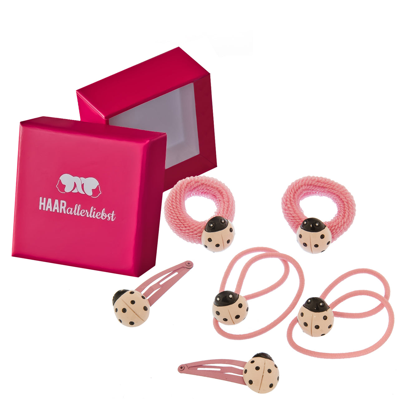 Haarschmuck Set Marienkäfer (rosa | 6 Stück)