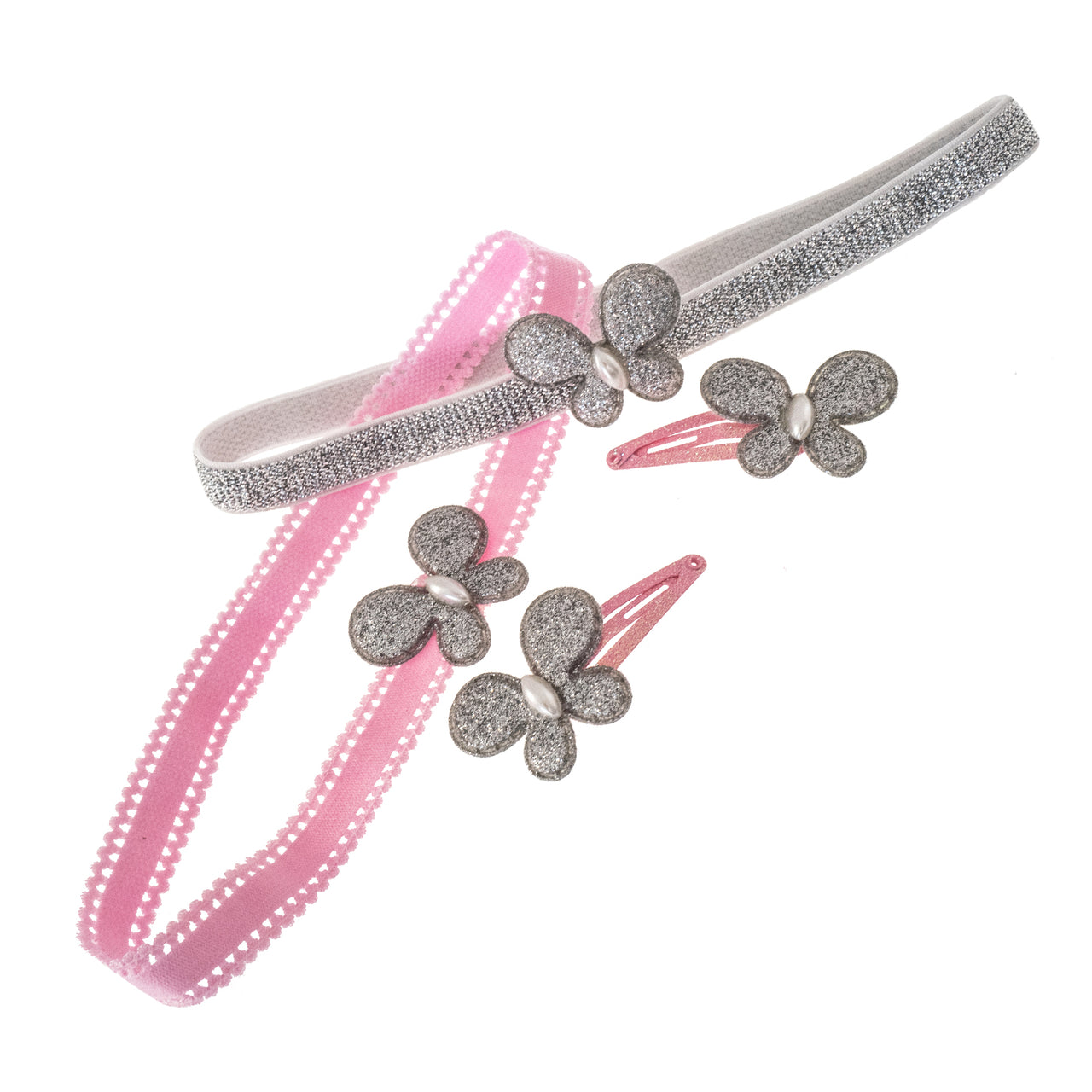 Haarschmuck Set Schmetterlinge (rosa silber | 4 Stück)