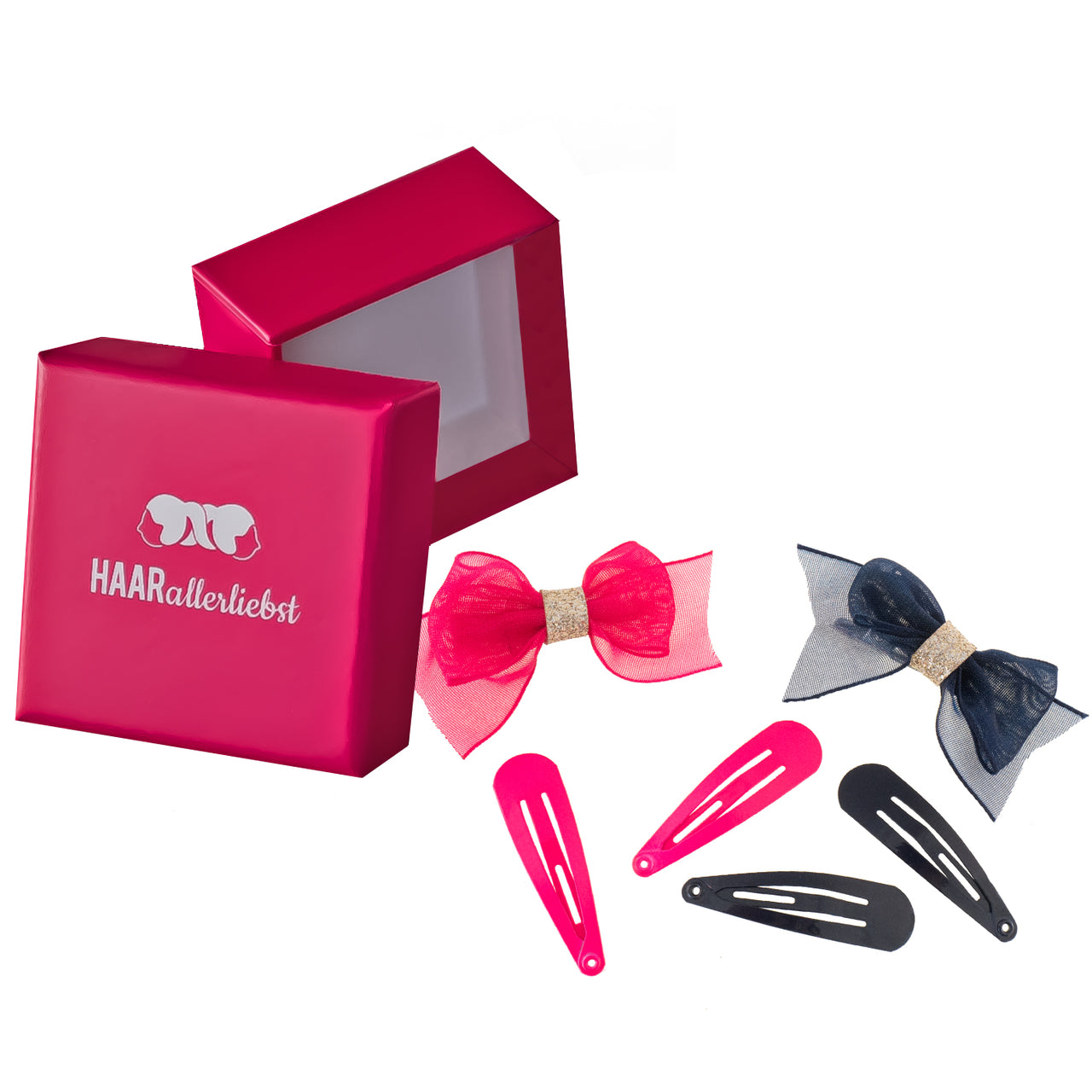 Haarschmuck Set Schleifen (pink blau | 6 Stück)