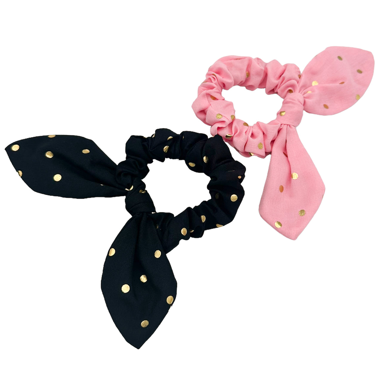 Haargummi Set Scrunchies (schwarz rosa gold | 2 Stück)