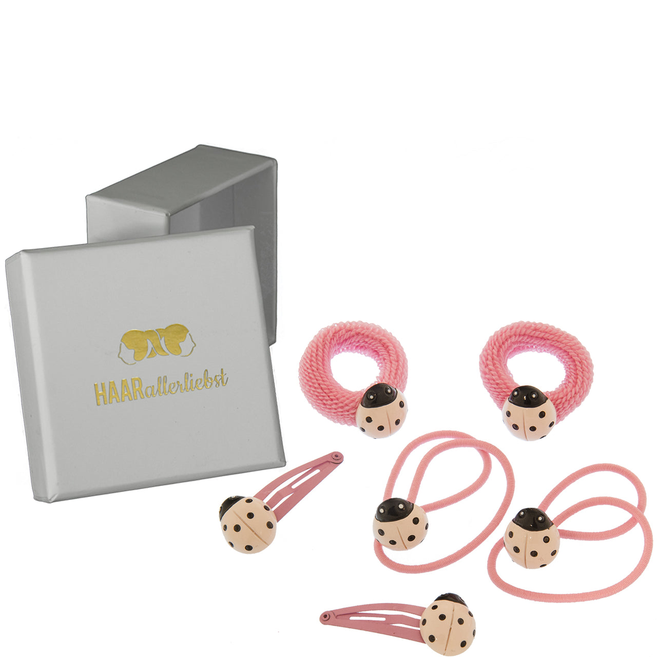 Haarschmuck Set Marienkäfer (rosa | 6 Stück)