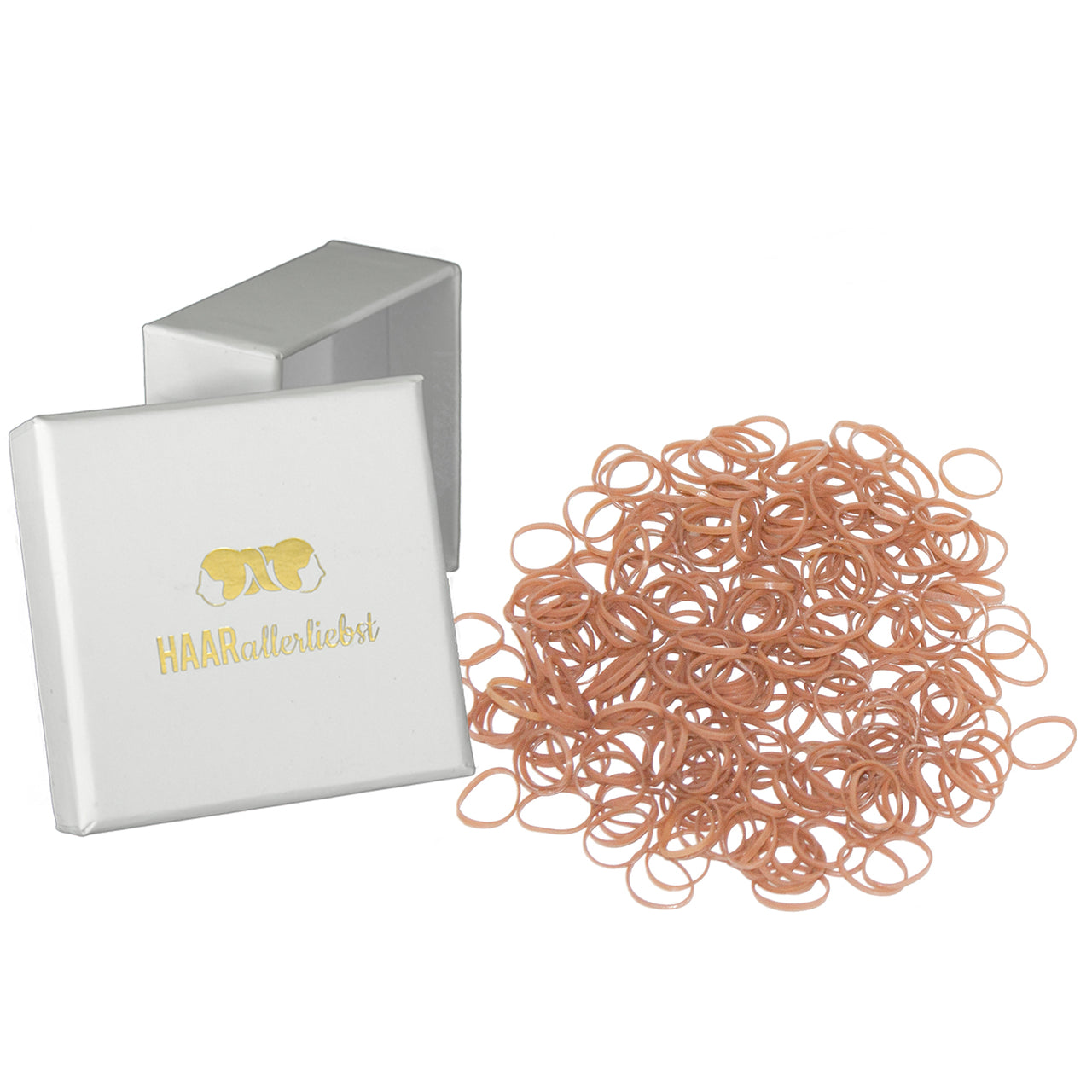 Haargummis mini klein (250 Stück | beige | 1cm)