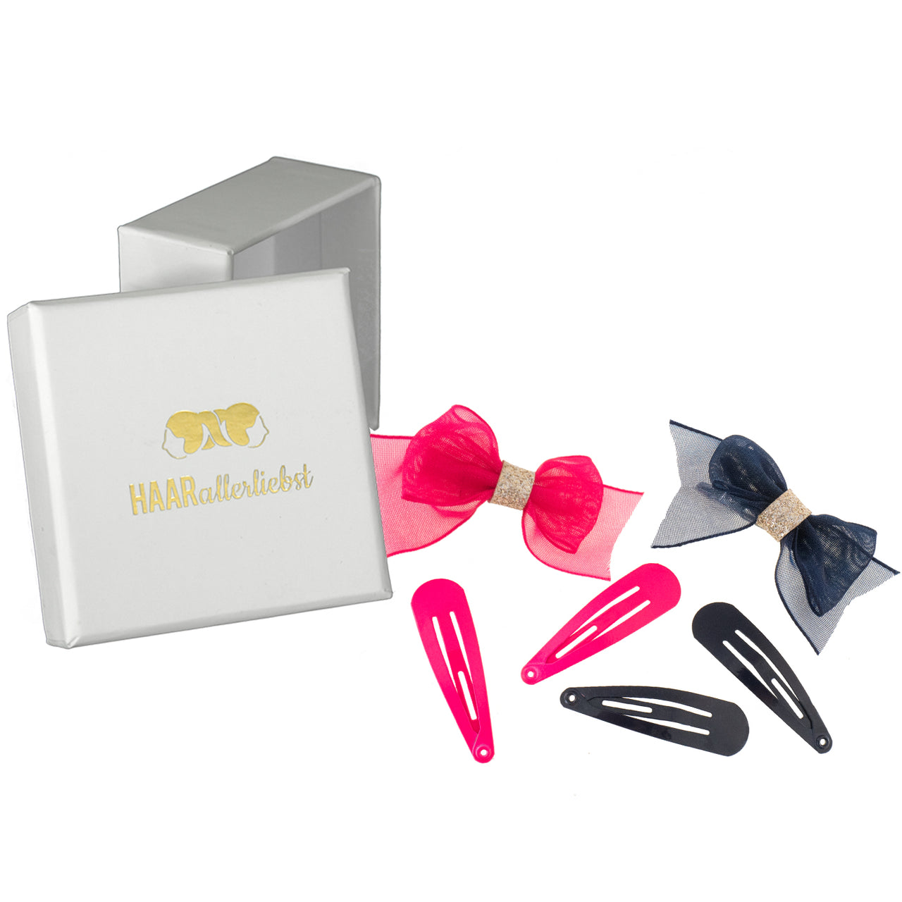 Haarschmuck Set Schleifen (pink blau | 6 Stück)