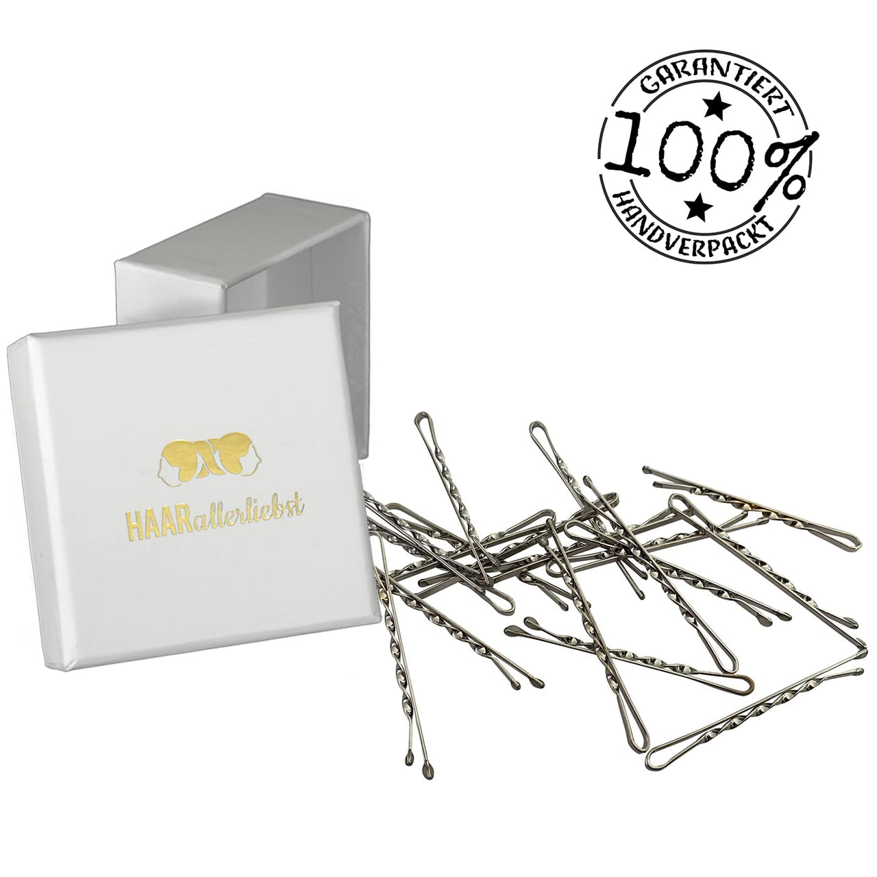 Bobby Pins gedreht (24 Stück | 5cm | beige, gold, roségold, silber) für ultimativen Halt