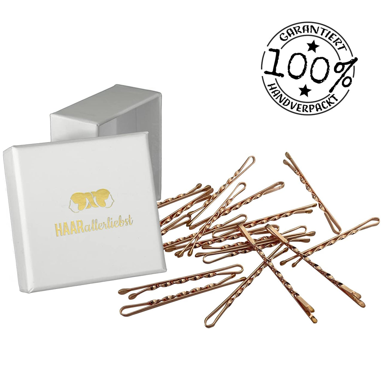 Bobby Pins gedreht (24 Stück | 5cm | beige, gold, roségold, silber) für ultimativen Halt